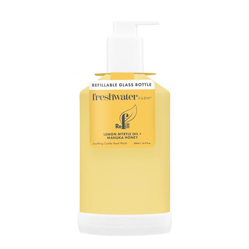 Freshwater Farm Refillable Glass Bottle Lemon Myrtle + Manuka Honey 500ml