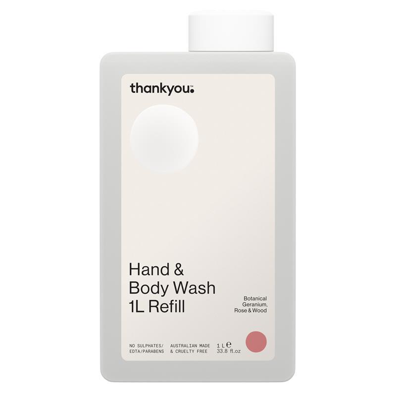 Thankyou Hand & Body Wash Botanical Geranium Rose & Wood Refill 1L