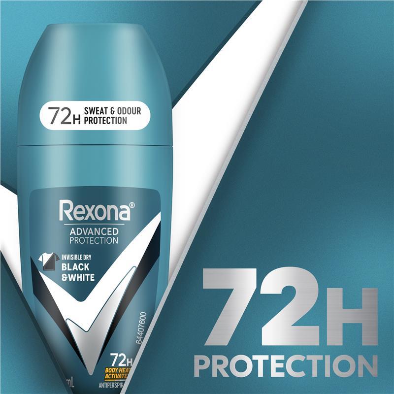 Rexona Men Advanced Antiperspirant Roll On Invisible Dry Black & White 50ml