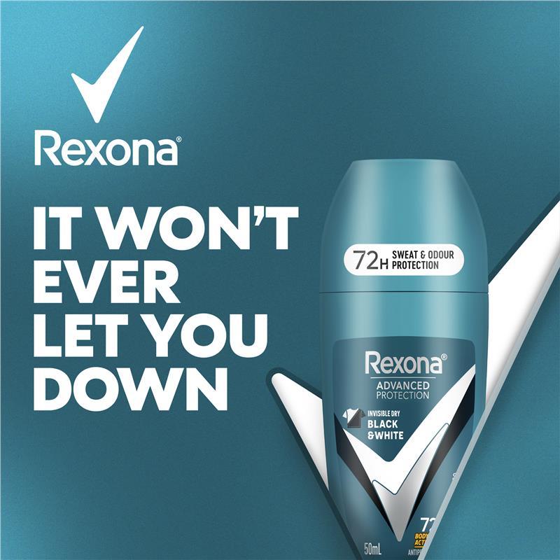 Rexona Men Advanced Antiperspirant Roll On Invisible Dry Black & White 50ml
