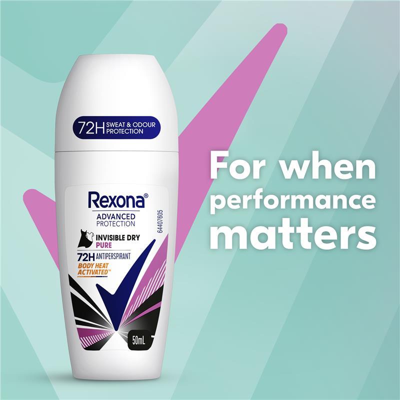 Rexona Women Advanced Antiperspirant Roll On Invisible Dry Pure 50ml