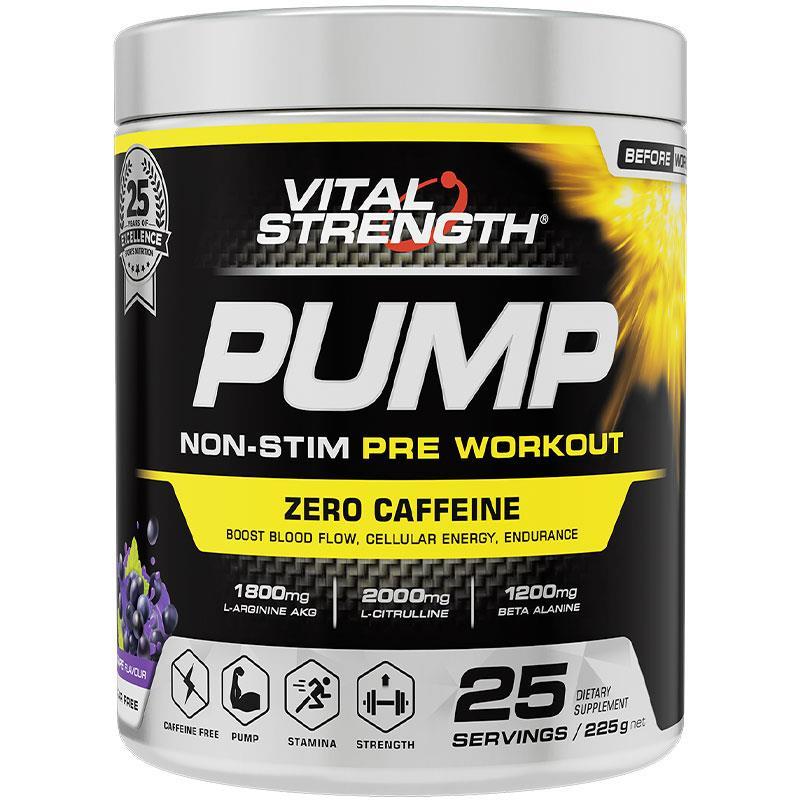 VitalStrength Pump Pre Workout Non-Stimulant Grape 225g