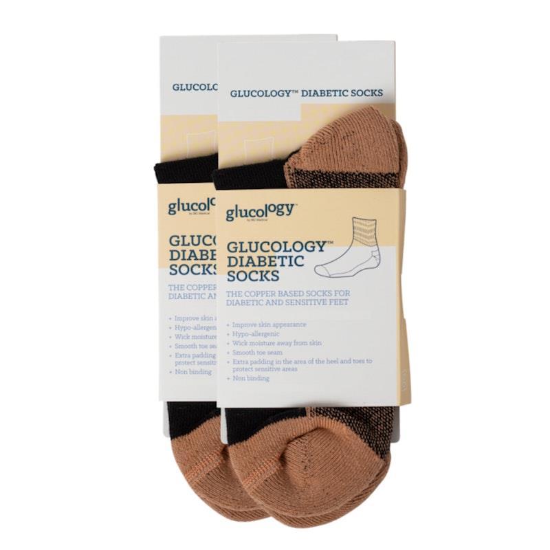 Glucology Copper Based Loose Top Classic Socks 2 Pairs Black Medium