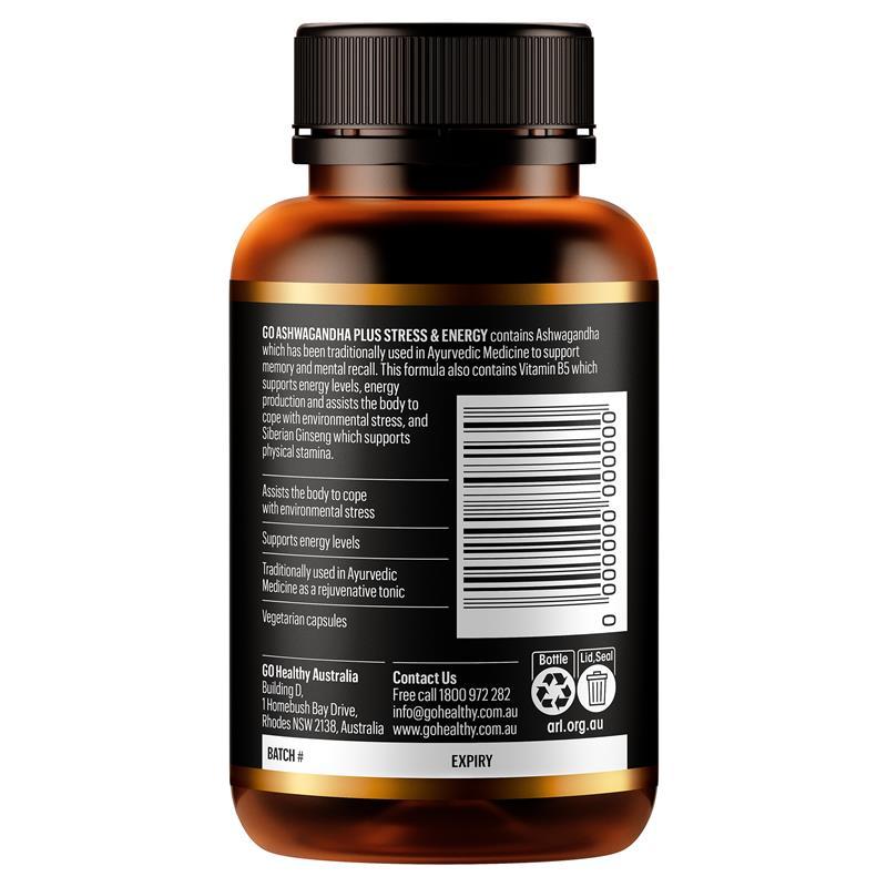 GO Healthy Ashwagandha Plus Stress & Energy 60 Hard Capsules