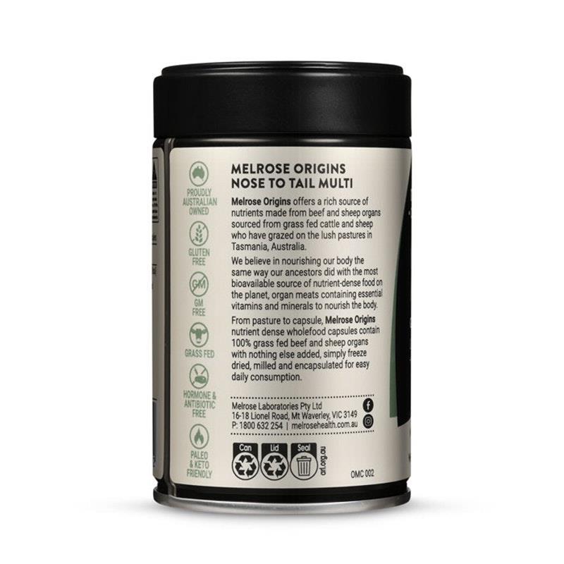Melrose Origins Nose to Tail Multi Grass Fed Organs 120Capsules