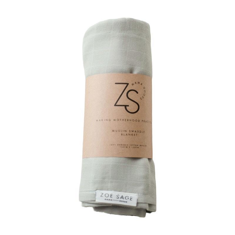 Zoe Sage Organic Muslin Swaddle Wrap Sage Green 1pc