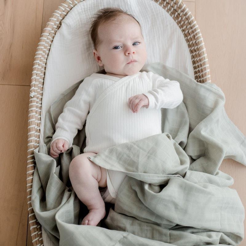 Zoe Sage Organic Muslin Swaddle Wrap Sage Green 1pc