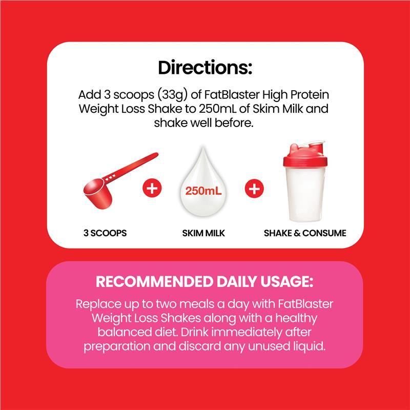 Fatblaster Weight Loss Shake Red Pouch Raspberry 465g