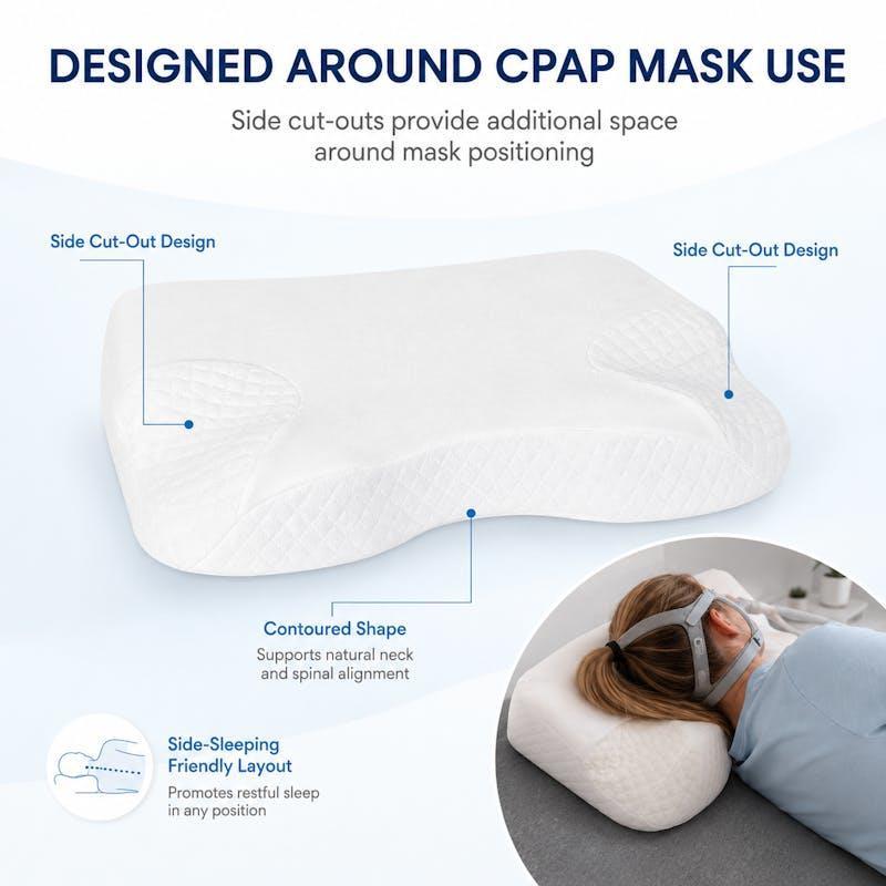 Clevinger CPAP Memory Foam Pillow for Side Sleepers with Side Cut-Outs 1pc