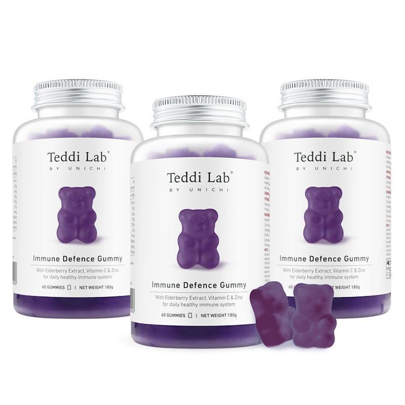 Teddi Lab by Unichi Elderberry Immune Defence Gummy 60s x3 - Daily Immune Support Pack