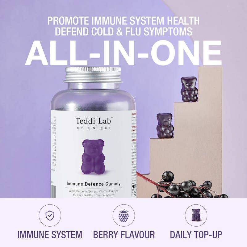 Teddi Lab by Unichi Elderberry Immune Defence Gummy 60s x3 - Daily Immune Support Pack