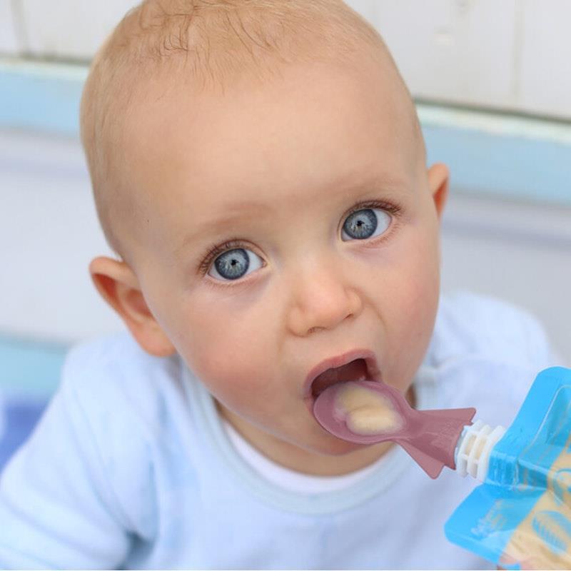 Cherub Baby Food Pouch Spoons & Spouts Bundle - Dusty Rose & Sand Pack