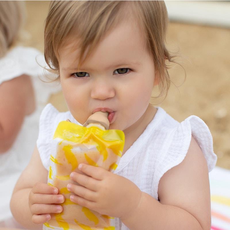 Cherub Baby Food Pouch Spoons & Spouts Bundle - Dusty Rose & Sand Pack