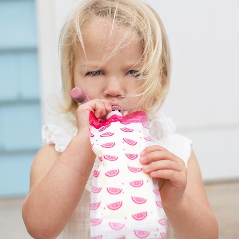 Cherub Baby Food Pouch Spoons & Spouts Bundle - Dusty Rose & Sand Pack