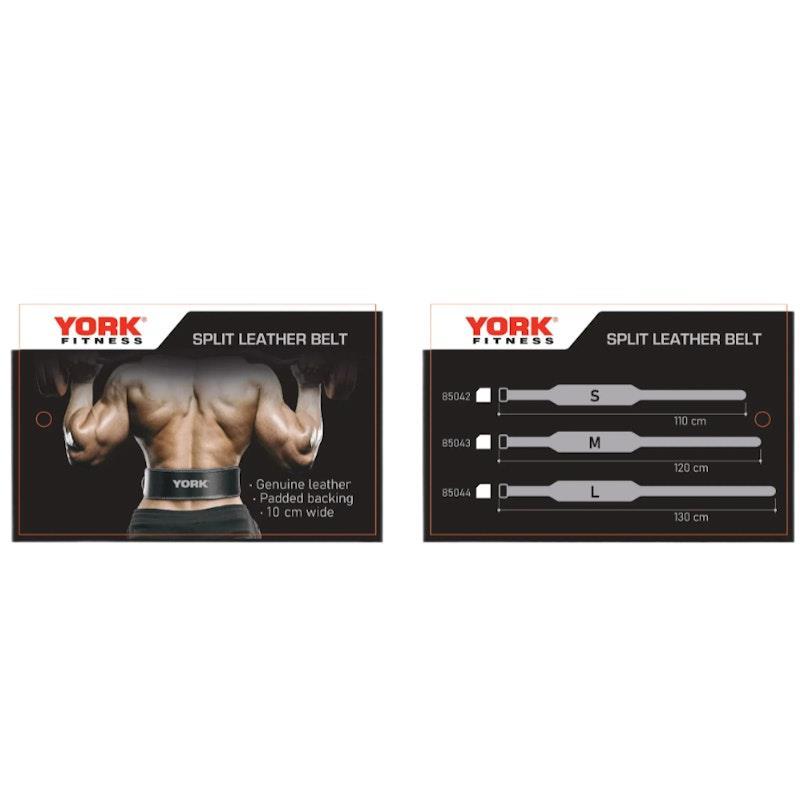 York Black Split Leather Belt / Double Stitched - S 1pc