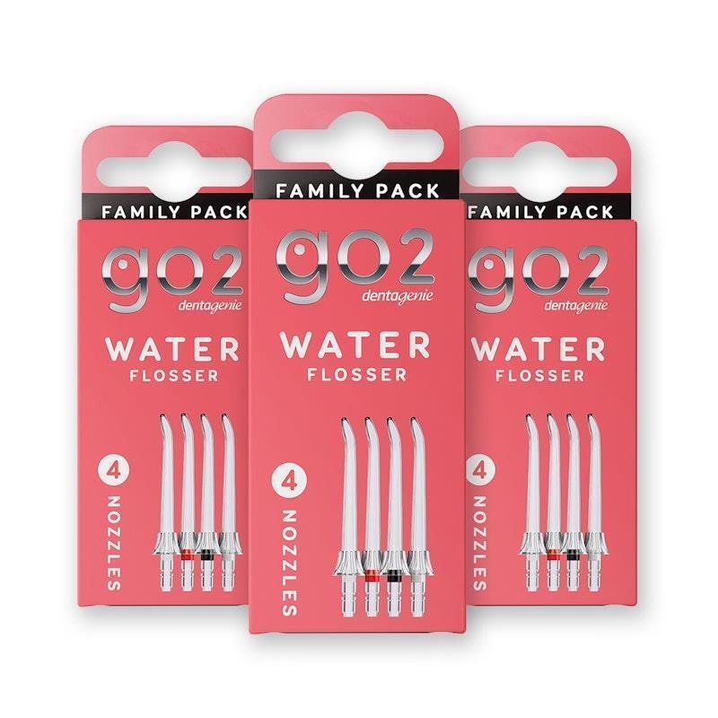GO2 Dentagenie Water flosser Replacement Nozzle Family Pack x 3 Multipack