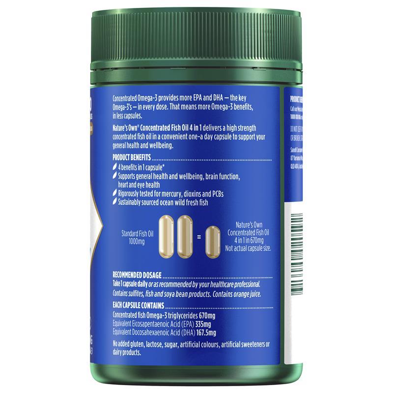 Nature's Own Concentrated Fish Oil 4 in 1 180 Capsules