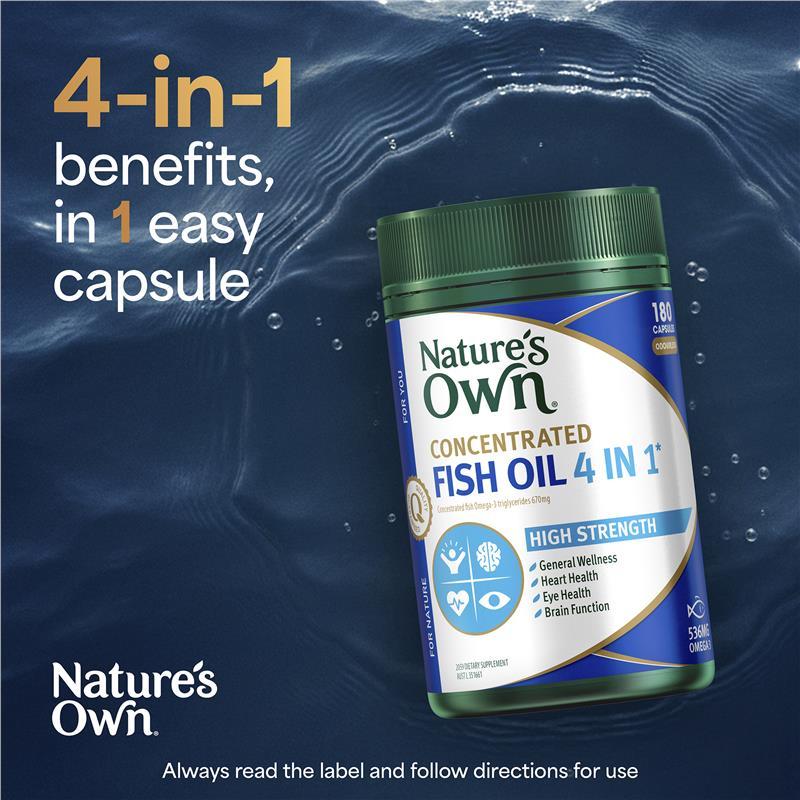Nature's Own Concentrated Fish Oil 4 in 1 180 Capsules