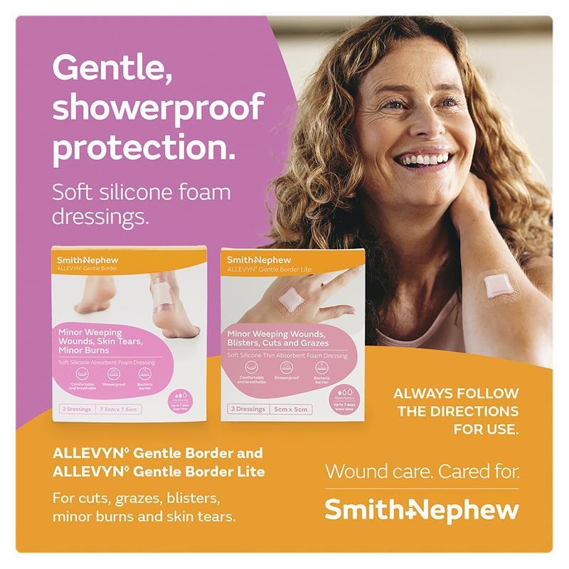Allevyn Gentle Border Lite 5cm x 5cm Single Dressing