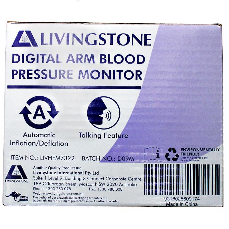 Livingstone Digital Blood Pressure Monitor with Talking Feature 1set