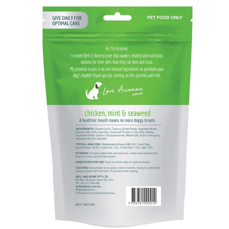 Bell & Bone Chicken, Mint & Seaweed Dental Sticks Large