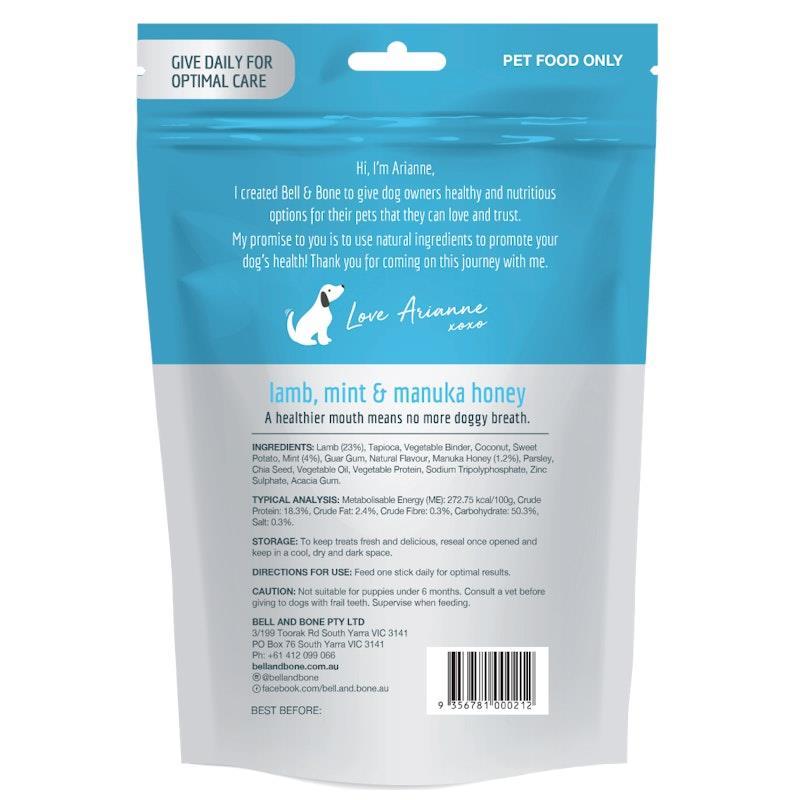Bell & Bone Lamb, Mint and Manuka Honey Dental Sticks Small