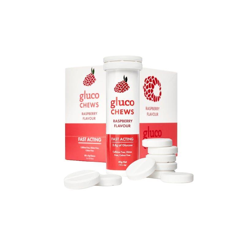 Glucology Fast Acting Glucochews 4 Tube, 10 Chews per tube, Raspberry (4x10)
