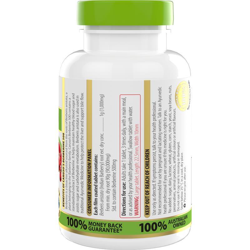 Carusos Berberine 500 60 Tablets