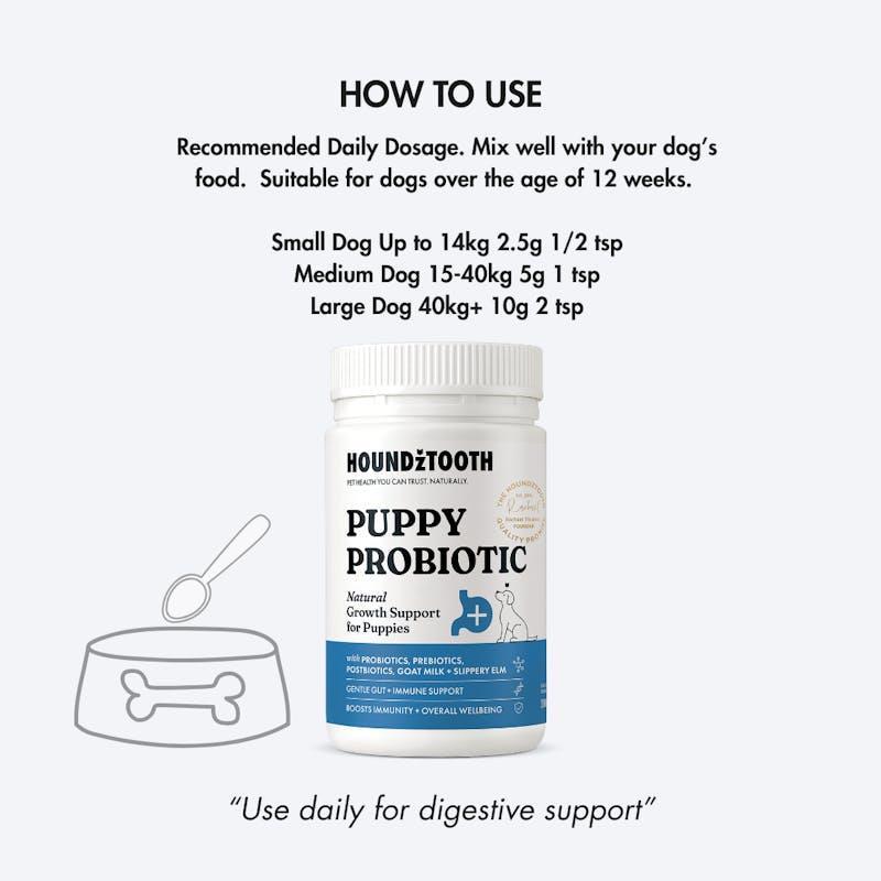 HOUNDZTOOTH Puppy Probiotic Health Supplement for Dogs 200g