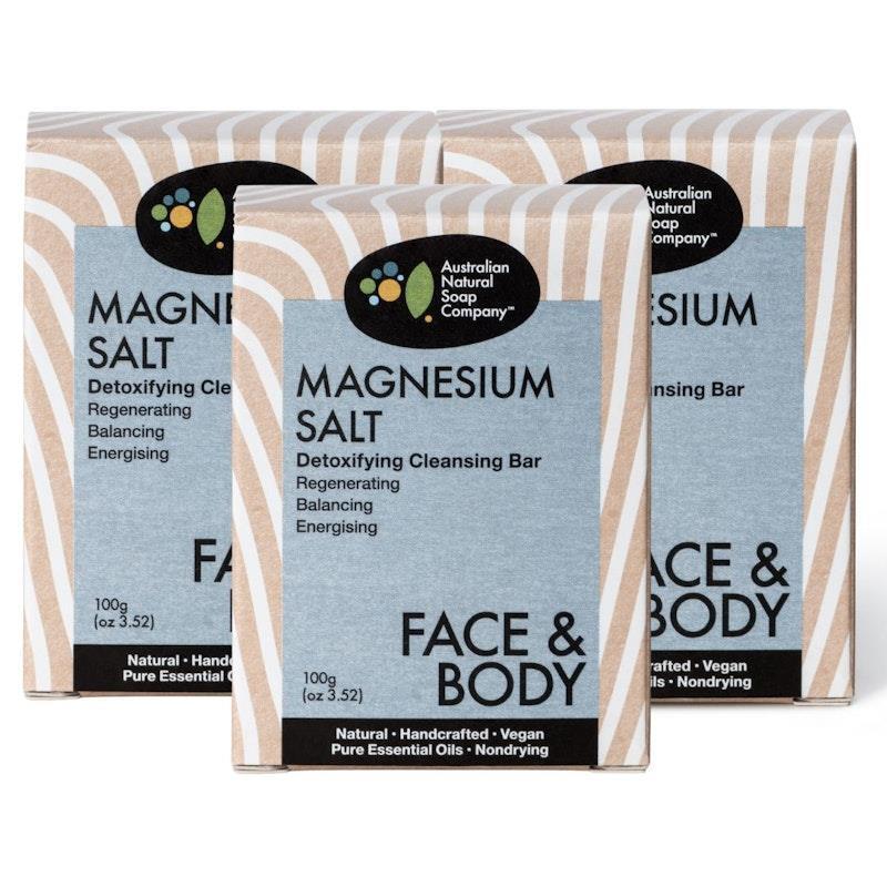 Australian Natural Soap Company Magnesium Salt Detoxifying Cleanse 3Pack