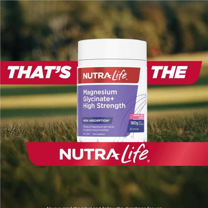 Nutra-Life Magnesium Glycinate+ High Strength Powder Berry 180g