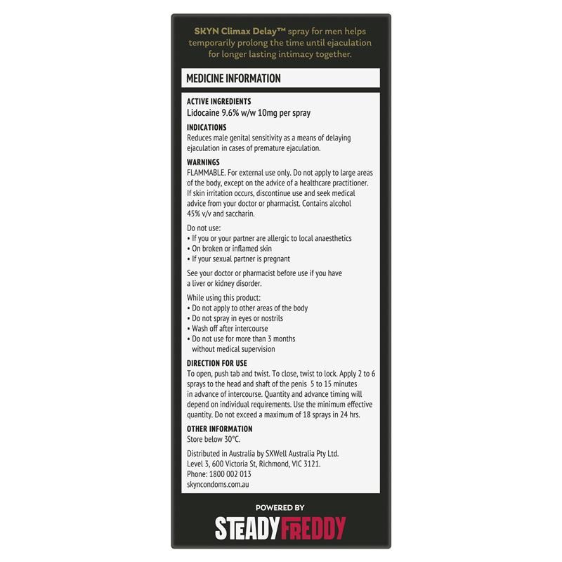SKYN Climax Delay™ Spray 10g (Not To Be Sold In NSW and ACT)