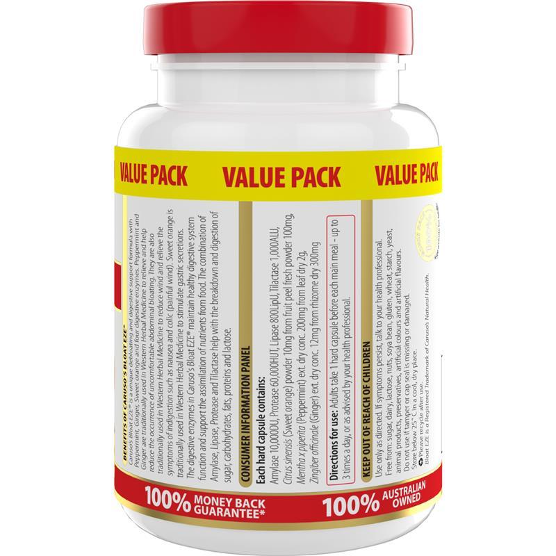 Carusos Bloat Eze 120 Capsules Exclusive Size