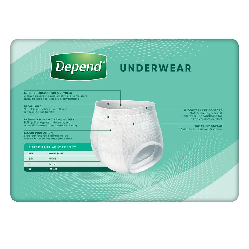 Depend Underwear Super Plus Extra Large 9 Pack