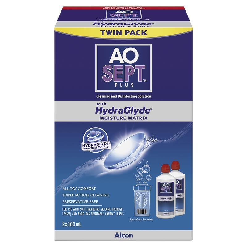 Aosept Plus with HydraGlyde 360ml Twin Pack