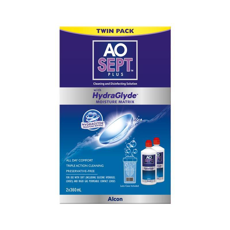 Aosept Plus with HydraGlyde 360ml Twin Pack