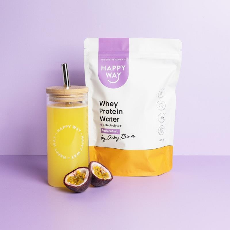 Happy Way Ashy Bines Passionfruit Whey Protein Water Powder 420g