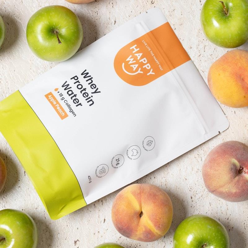 Happy Way Apple Peach Whey Protein Water Powder 420g