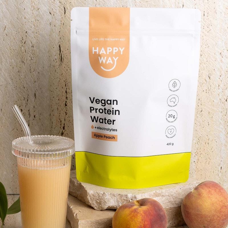 Happy Way Apple Peach Vegan Protein Water Powder 420g