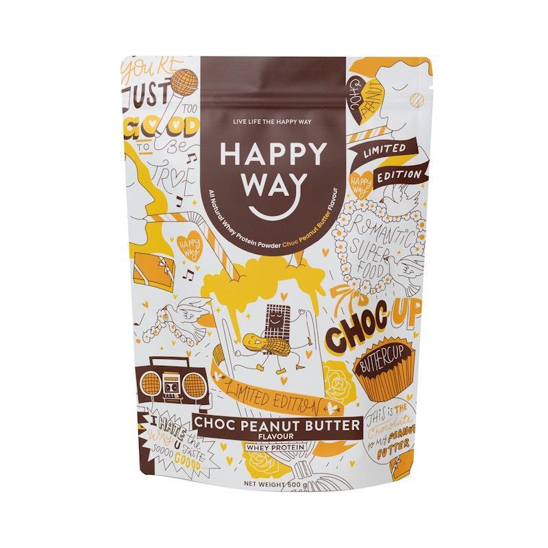 Happy Way Choc Peanut Butter Whey Protein Powder 500g