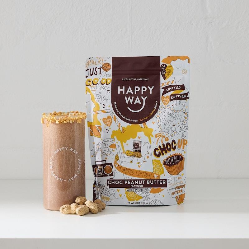 Happy Way Choc Peanut Butter Whey Protein Powder 500g