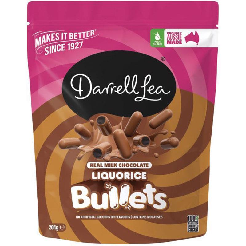 Darrell Lea Milk Chocolate Liquorice Bullets 204g