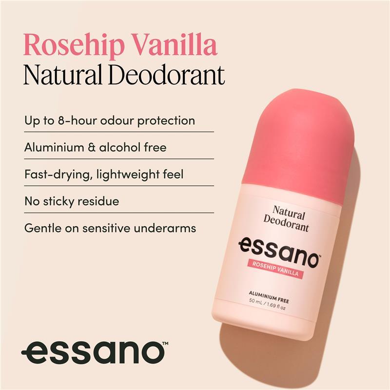 Essano Natural Deodorant Roll On Rosehip Vanilla 50ml
