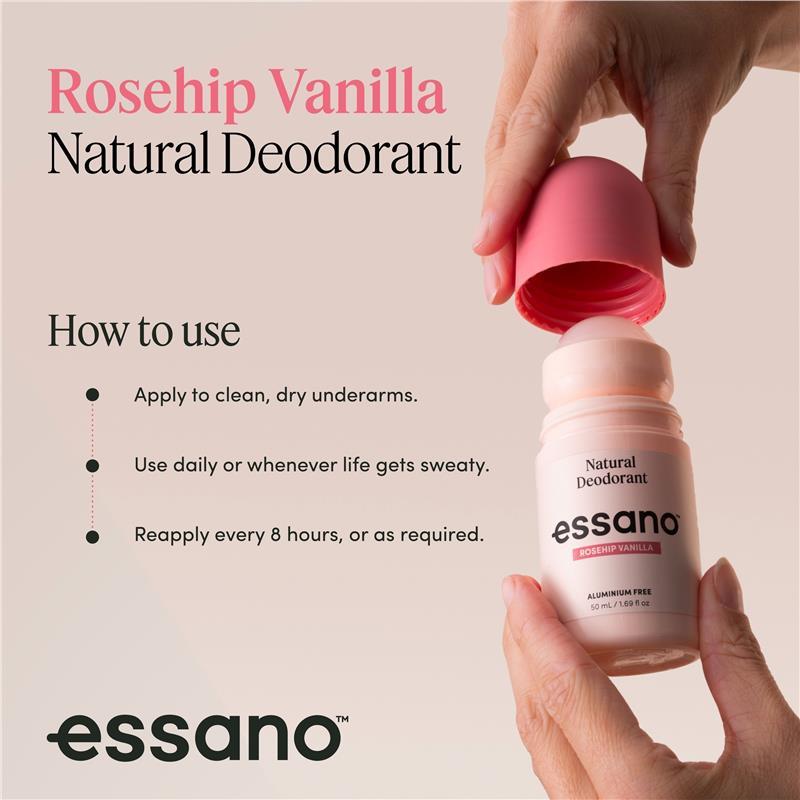 Essano Natural Deodorant Roll On Rosehip Vanilla 50ml