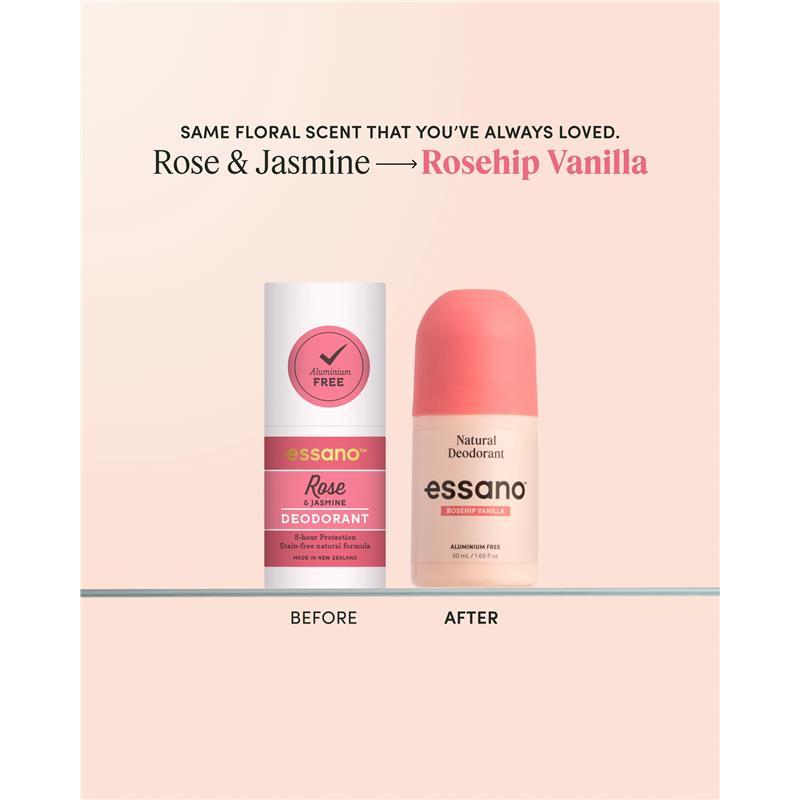Essano Natural Deodorant Roll On Rosehip Vanilla 50ml