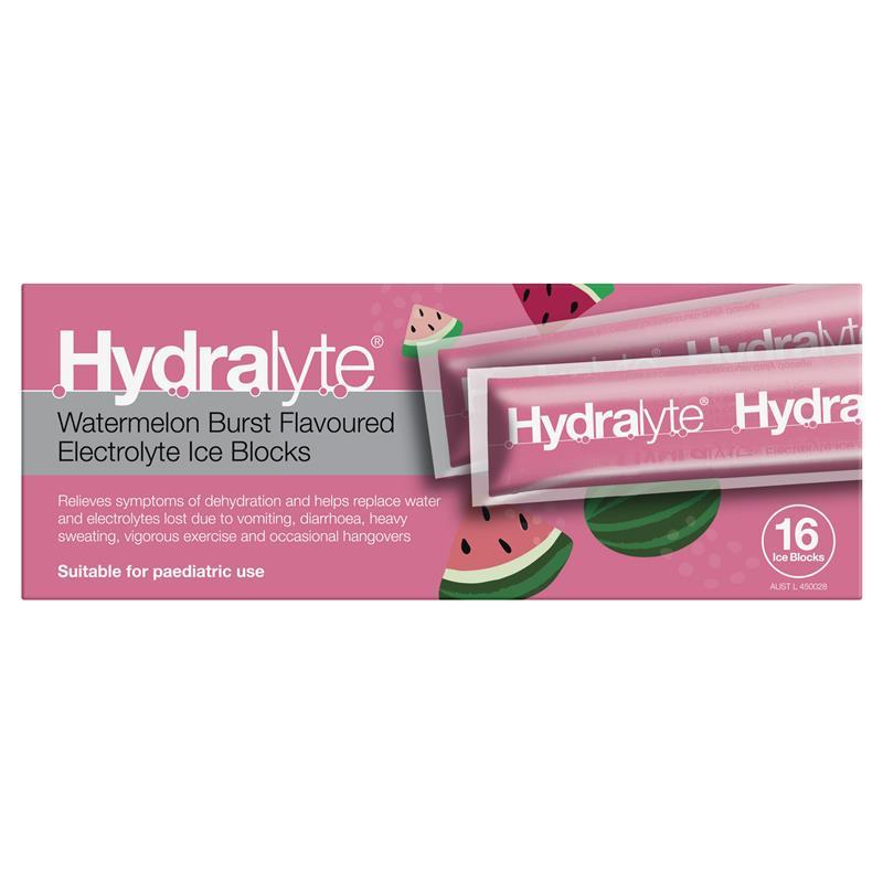 Hydralyte Electrolyte Ice Blocks Watermelon 16