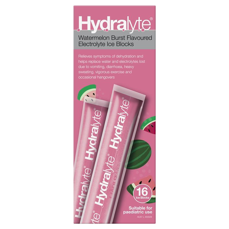 Hydralyte Electrolyte Ice Blocks Watermelon 16