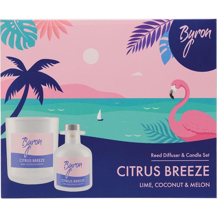 Buy Byron Citrus Breeze Candle 160g & Reed Diffuser 75ml Xmas Gift Set ...