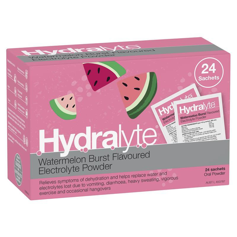 Hydralyte Electrolyte Watermelon Sachets Value Pack 4.9g x 24