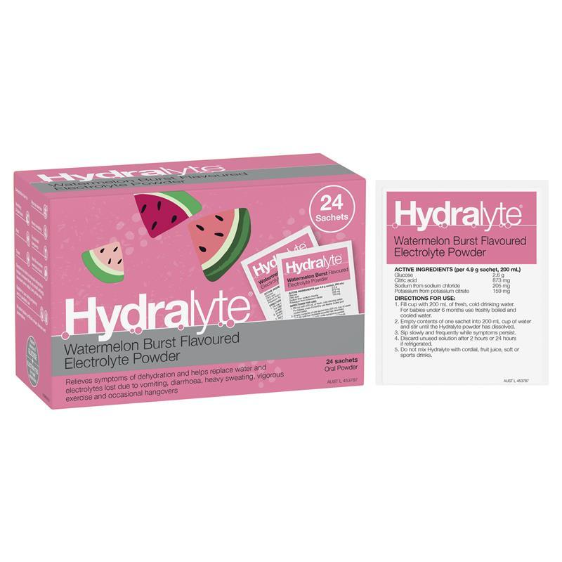 Hydralyte Electrolyte Watermelon Sachets Value Pack 4.9g x 24